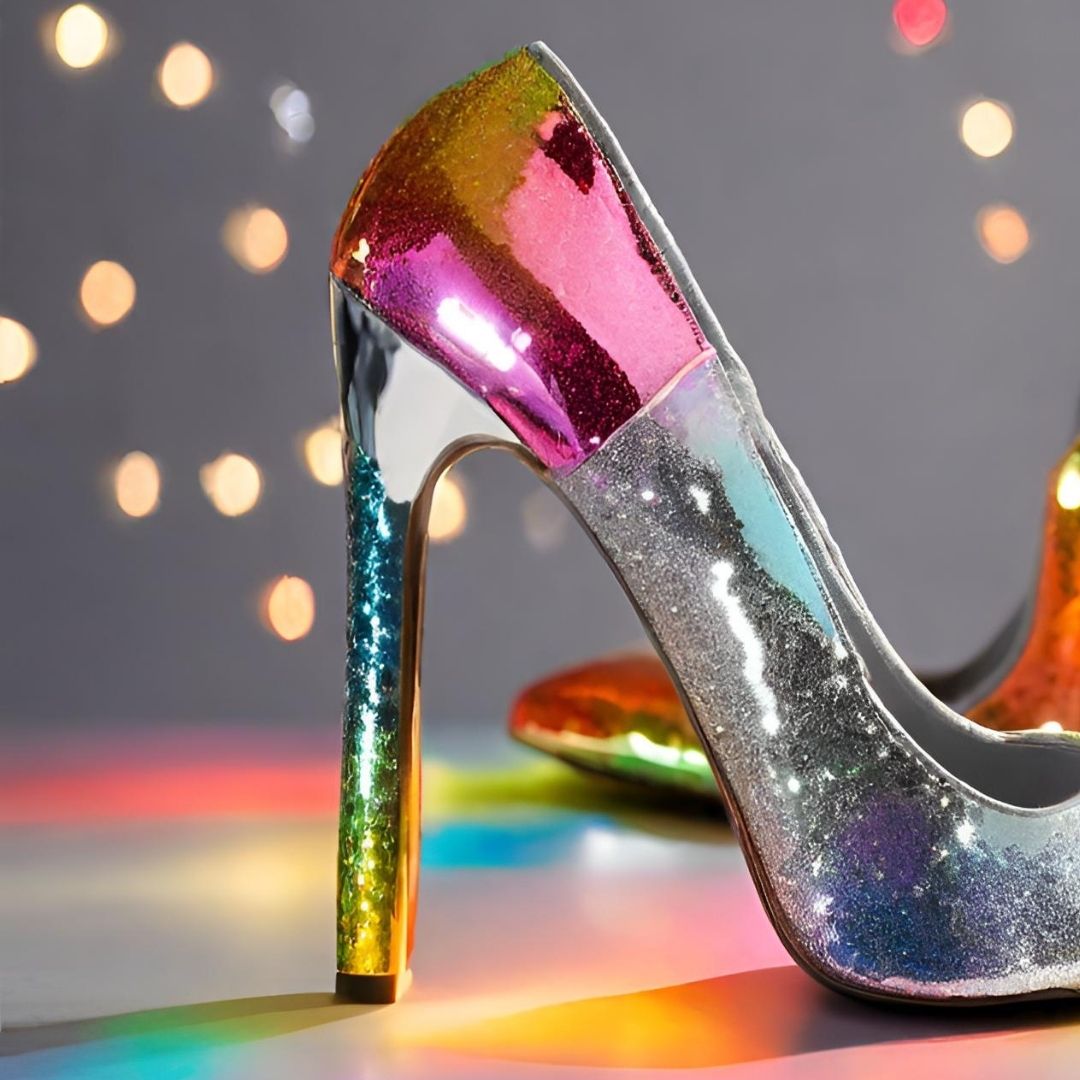 Rainbow Glitter High Heels, view 2