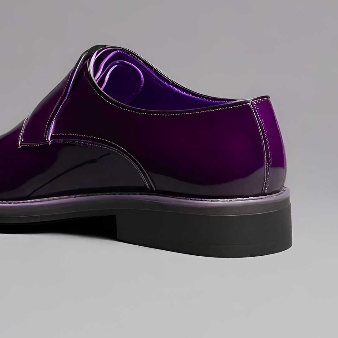 Elegant Purple Leather Loafers, view 3