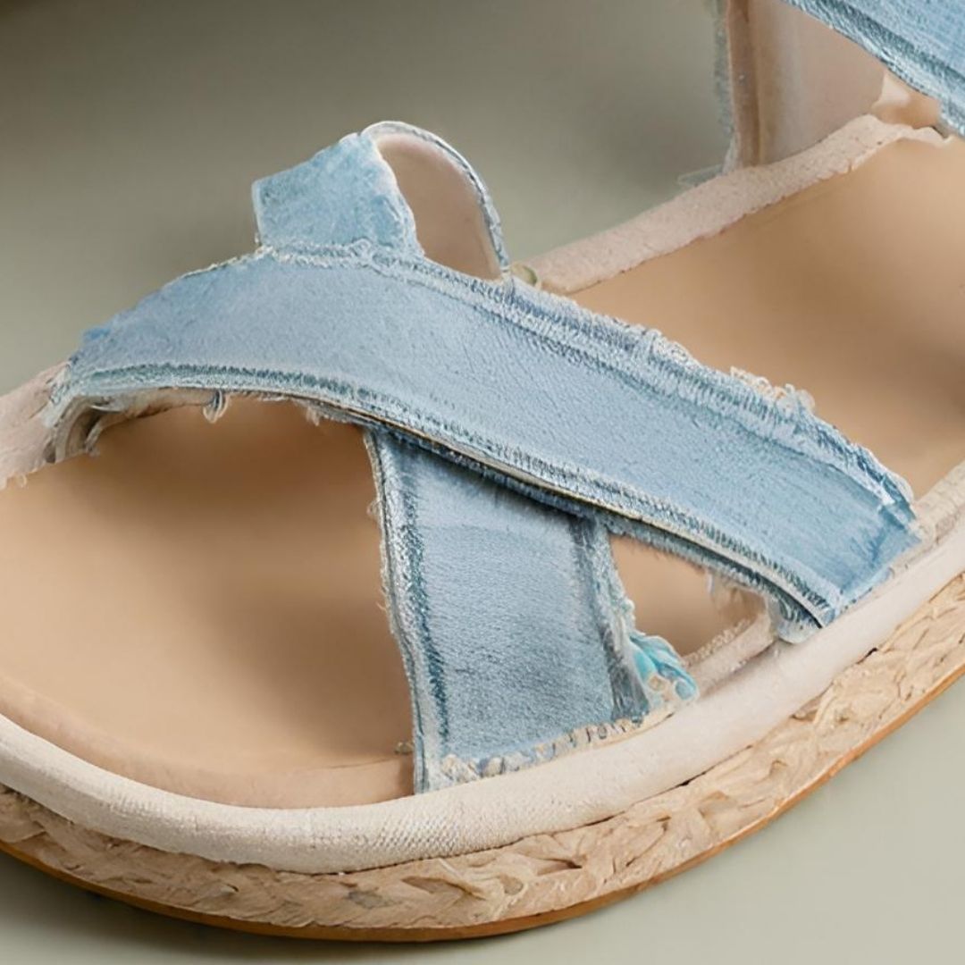 Chic Summer Denim Espadrille Sandals, view 3